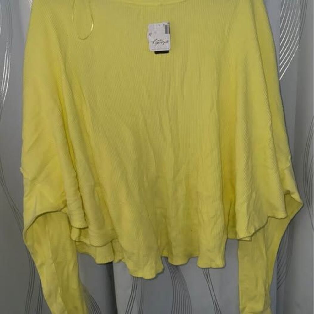 We The Free Free People Yellow Waffle Knit Top